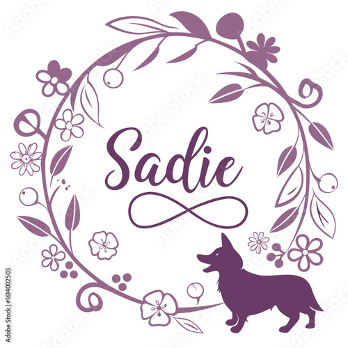 elegant-vector-art-of-the-name--sadie--with-floral.
