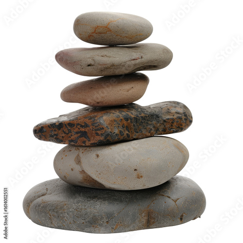 Stacked smooth stones, balanced on each other, creating a natural zen-like pyramid