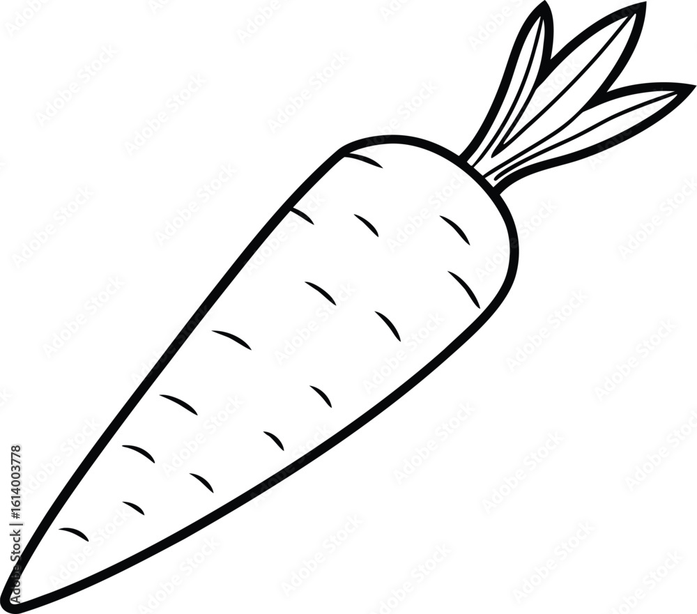 Obraz premium Carrot silhouette drawing, vegetable line art, root crop vector, minimal food illustration, organic produce icon