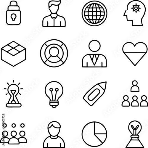 Set of business and finance icons in a hand drawn doodle style isolated on white background