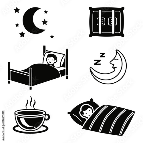 Sleep and Nighttime Icons Collection.