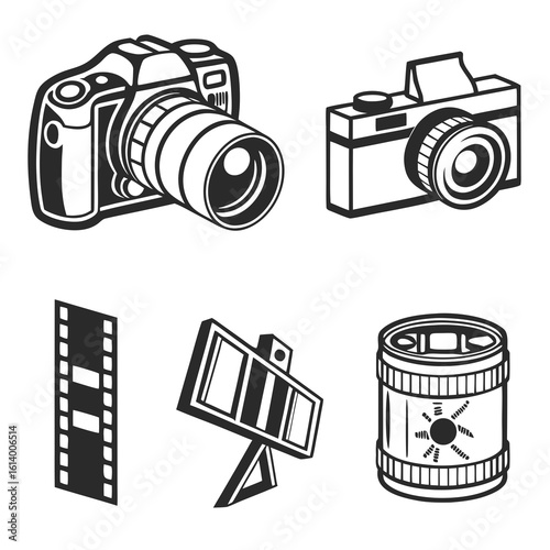 Vintage Camera and Photography Icons Collection.