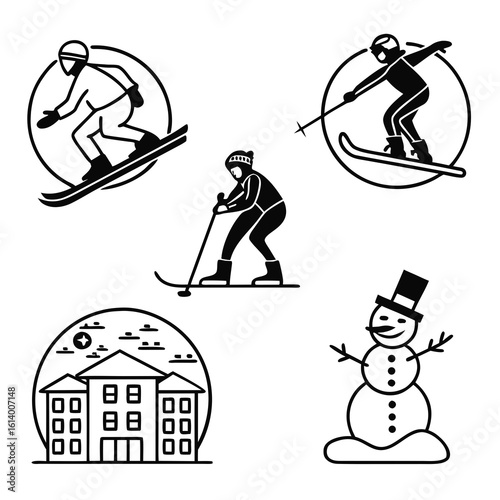 Winter Sports and Activities Icons Collection.