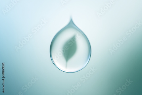 Water Drop with Leaf Silhouette, Nature Macro Photography