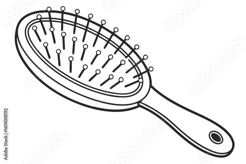 Minimalist Hairbrush Icon Silhouette on white background