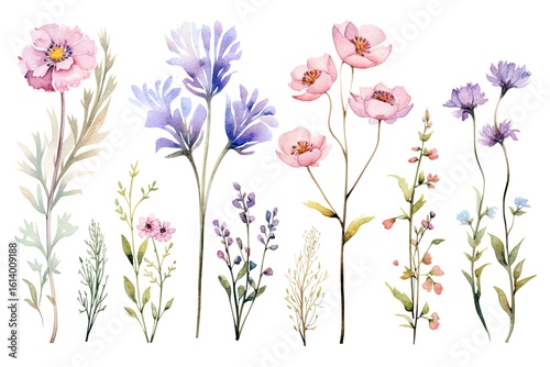 wildflowers illustration in watercolo