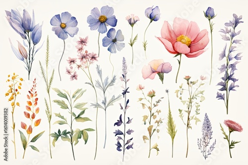 wildflowers illustration in watercolo