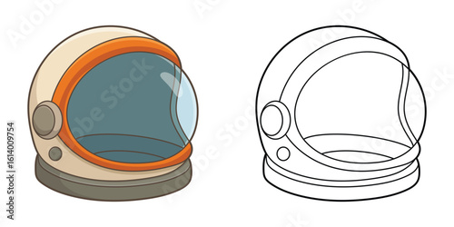 Colorful and Line-Art Astronaut Helmet Set for Creative Space Adventures