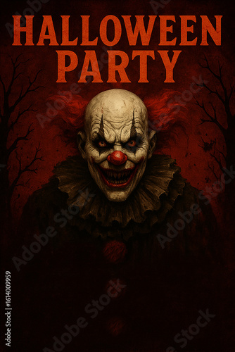 Evil Clown Halloween Party Poster