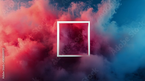 Colorful Smoke Background With a White Frame in a Creative Digital Design Space