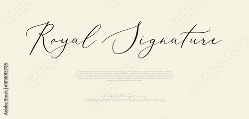 Signature Font Uppercase Lowercase And Number. Script Font Calligraphy Logotype  elegant Font Type Font lettering handwritten. vector illustration  
