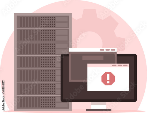 Server protection concept showing cybersecurity, data encryption, firewall, secure hosting, cloud safety, and network defense with shield and server icons – flat modern vector illustration