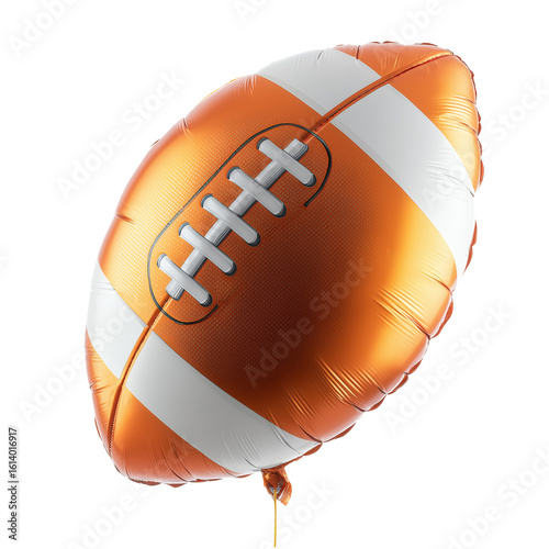 Balloon resembling a realistic football for sports party theme isolated on transparent background (2)
