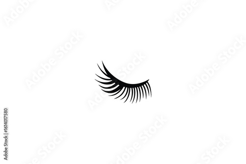 Elegant Eyelash Extension Design in Black on White Background Perfect for Beauty and Fashion Branding silhouette sleek eyelash