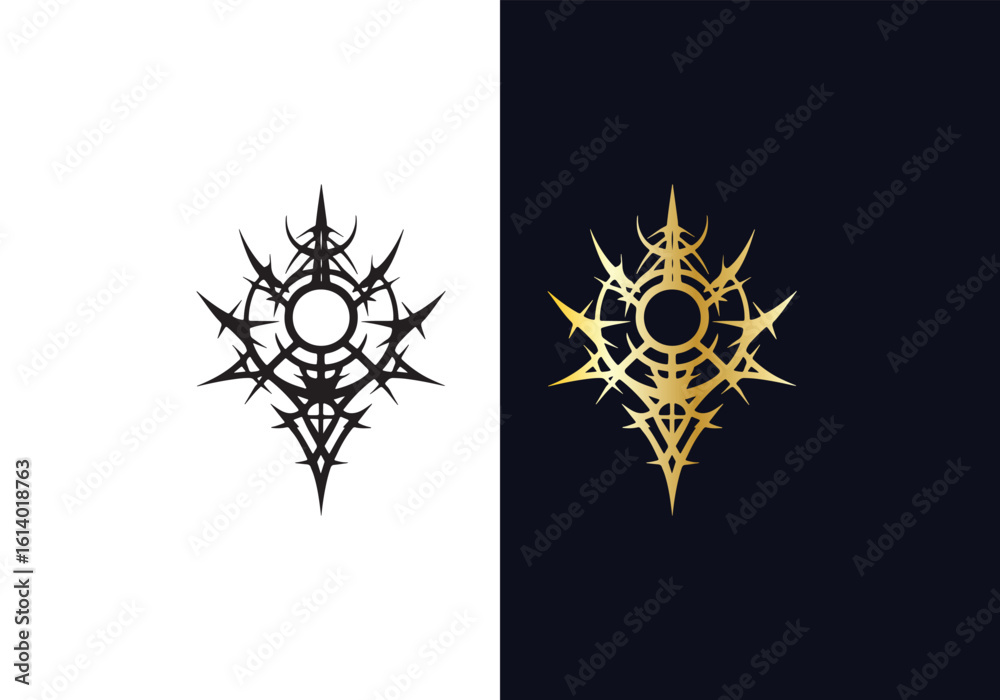 Fototapeta premium Cyber sigilism design Black and Gold vector template