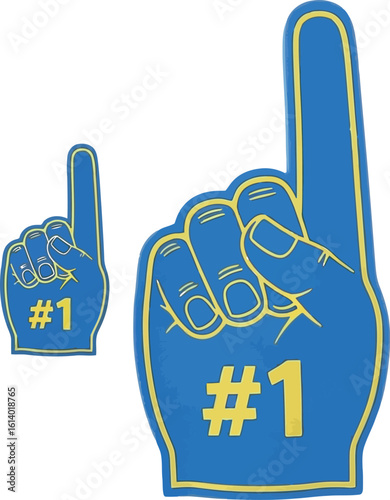 Buy number one foam fingers blue and yellow for sports events and parties