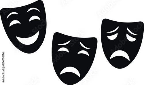 Theater mask set vector illustration drama comedy tragedy acting performance art