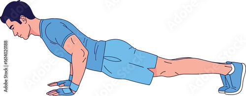 Man doing pushups exercise illustration for fitness and strength training guide