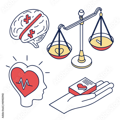 Brain Health and Heart Balance Concept.