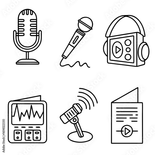Collection of Audio Recording and Playback Icons.