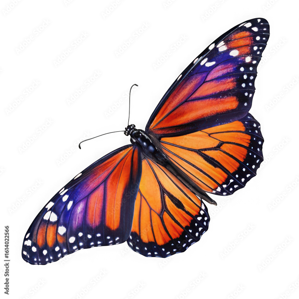 Fototapeta premium Monarch butterfly isolated on transparent background