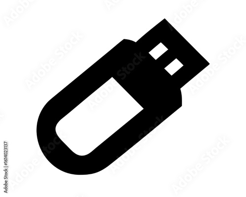 USB flash drive icon silhouette. Vector illustration of a memory stick for digital data storage.