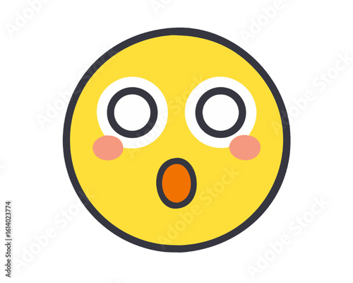 Expressive Yellow Face Icon A Delightful Illustration of Surprise and Wonder