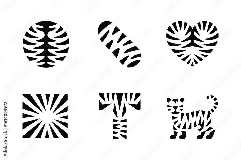 Fototapeta premium Abstract tiger stripes in geometric shapes and animal form abstract shapes geometric patterns