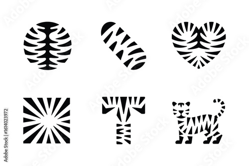 Abstract tiger stripes in geometric shapes and animal form abstract shapes geometric patterns