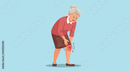 Elderly Woman Experiencing Knee Pain