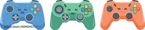 Colorful game controllers vector illustration for gaming and entertainment design