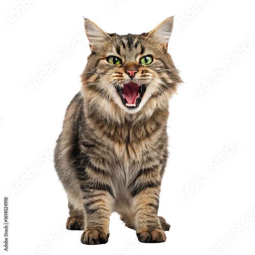 angry hissing tabby cat png striped cat hiss portrait PNG aggressive feline graphic PNG transparent background image