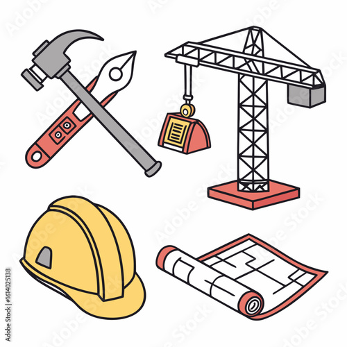 Construction Tools and Equipment Icons.