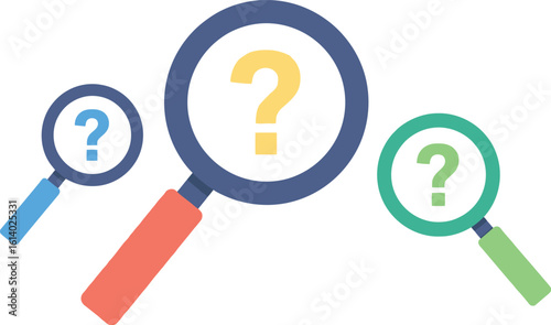Magnifying glass question mark vector illustration for search and find answers