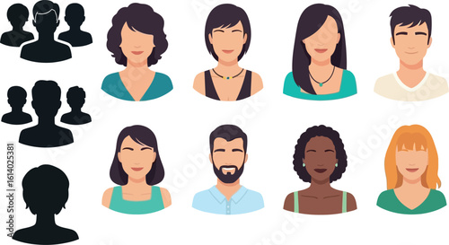 Vector avatars people profile user icon set diverse group community team members