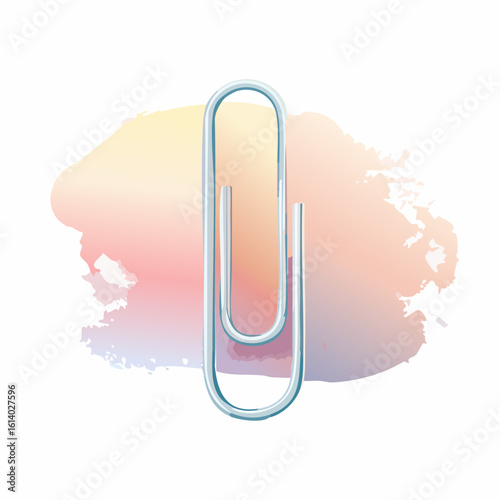 Shiny silver paperclip with a classic looped design, illustrated with reflective highlights.