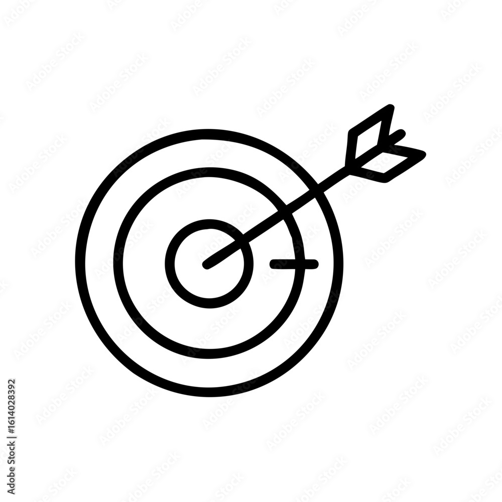 Target symbol with arrow hitting the center in minimalist style Target symbol with arrow hitting the center in minimalist style