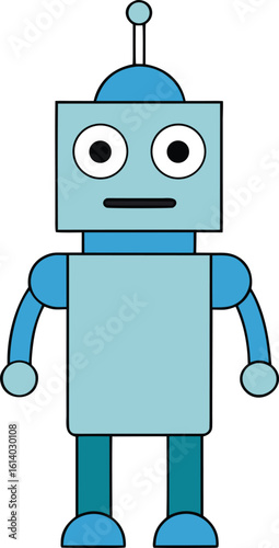 cartoon robot with antennas and round eyes vector illustration on transparent background