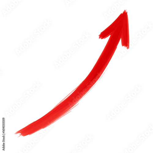 Bold red arrow pointing upward on a stark black background symbolizing growth