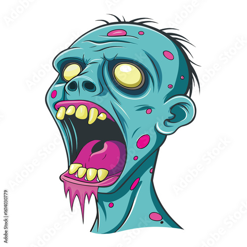 Zombie Head Screaming Cartoon