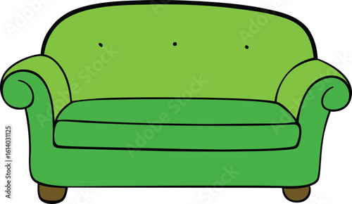 green couch vector illustration on transparent background