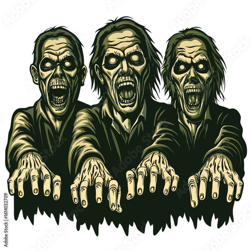 Zombie Horde Marching Undead Cartoon