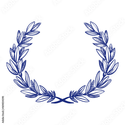 laurel wreath olive leaf wreath illustration decorative sketch, vintage style, hand drawn on transparent background.