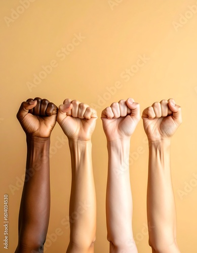 Four fists raised in solidarity