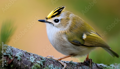 a close up view of a goldcrest bird beautiful simple ai generated image
