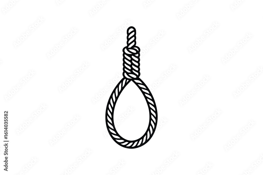 Hanging Noose Illustration in Black and White Silhouette Style Hanging Noose Illustration in Black and White Silhouette Style