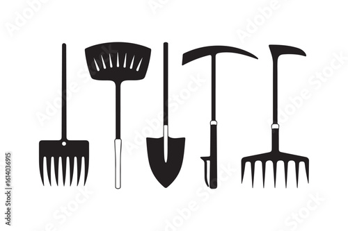 Collection of garden tools silhouette