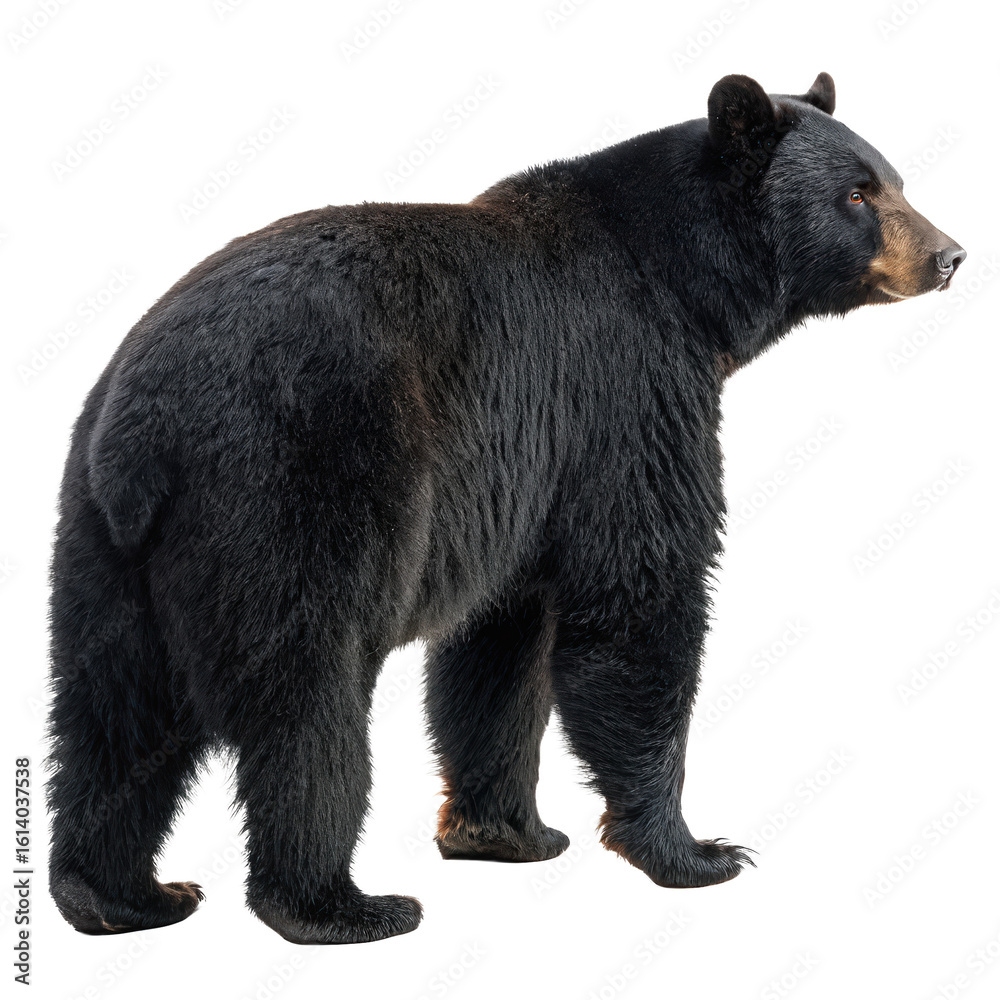 Fototapeta premium black bear full body view from the side and behind png full body bear side view png full body bear back view png grizzly bear isolated png transparent background image