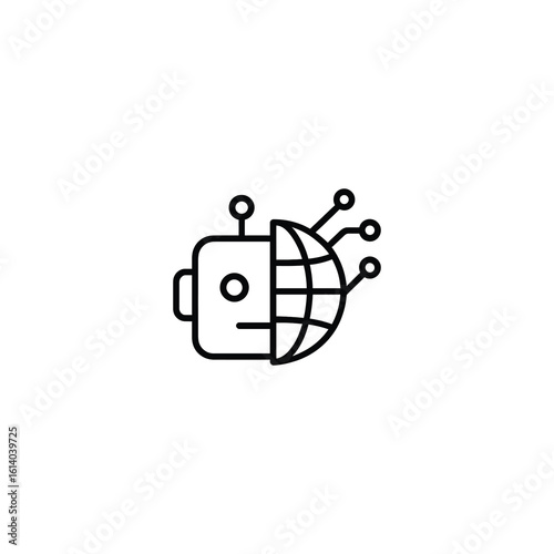 Global AI Technology Hybrid Icon
