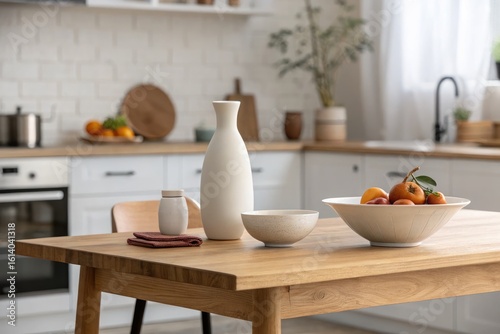 Wallpaper Mural Cozy Kitchen Setting With Fresh Fruits on a Wooden Table and Elegant Decor Torontodigital.ca